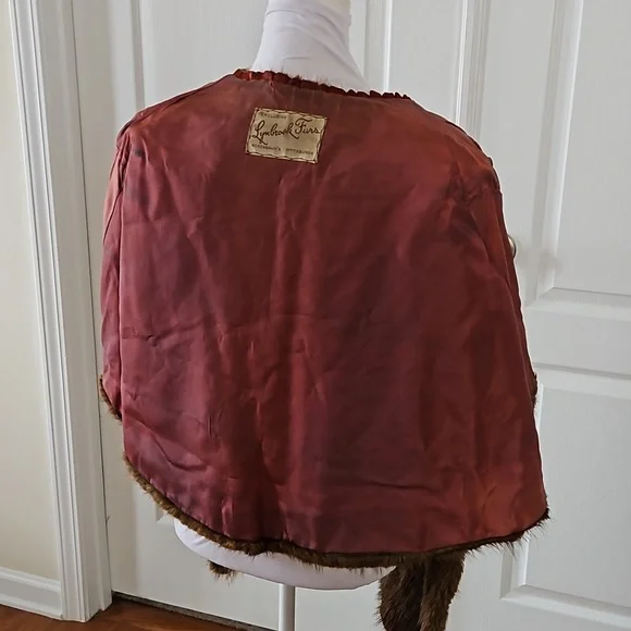Exclusive Lynbrook Furs Brown Stole Cape Shrug Shawl Cover Up Fur Large Vintage - Picture 11 of 16